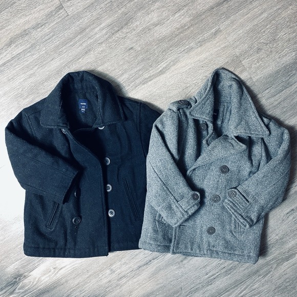 GAP Other - Baby Gap Toddler Wool Peacoat‎ Jacket Lot Black Gray Size 3T Double Breasted